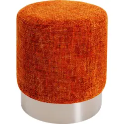 Hocker in Textil Orange, Silberfarben