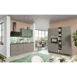 Eckk&uuml;che 220/180 cm in Grau, Gr&uuml;n, Taupe