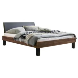 Bett 200/200 cm in Anthrazit, Nussbaumfarben