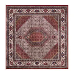 Webteppich 200/200 cm Mithras Bidjar Creme, Rot