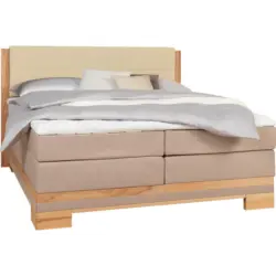 Boxspringbett 180/200 cm in Buchefarben, Beige