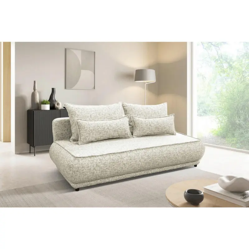 Schlafsofa Paros in Pl&uuml;sch Beige