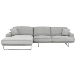 Ecksofa in Flachgewebe Hellgrau 184/304 cm