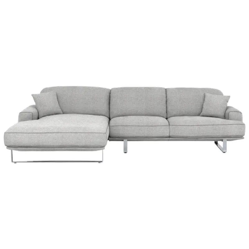 Ecksofa in Flachgewebe Hellgrau 184/304 cm