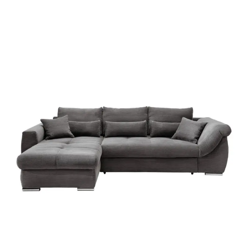 Ecksofa in Cord Grau 188/302 cm