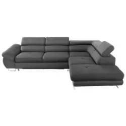 Ecksofa in Webstoff Dunkelgrau 280/235 cm