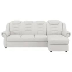 Ecksofa in Lederlook Wei&szlig; 262/165 cm