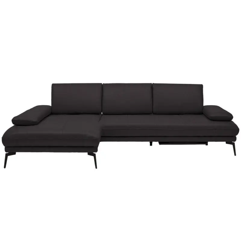 Ecksofa in Echtleder Dunkelbraun 187/273 cm