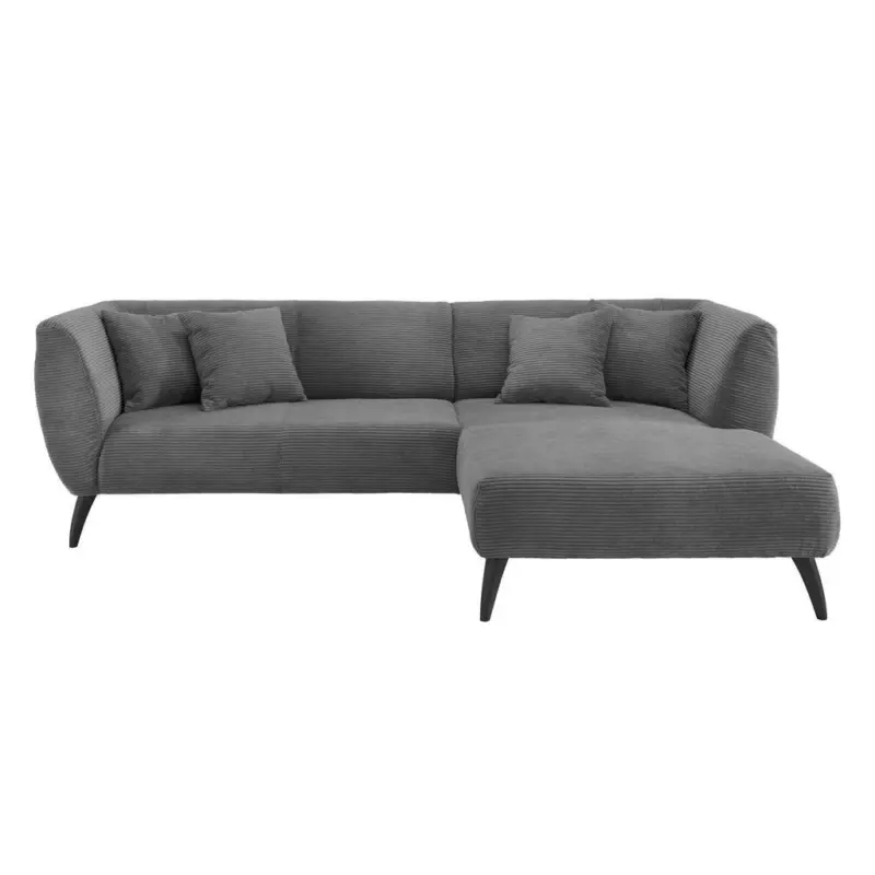 Ecksofa in Cord Grau 264/160 cm