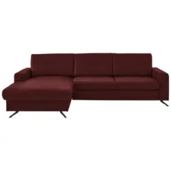 Ecksofa Beldomo premium in Echtleder Brombeere 165/267 cm