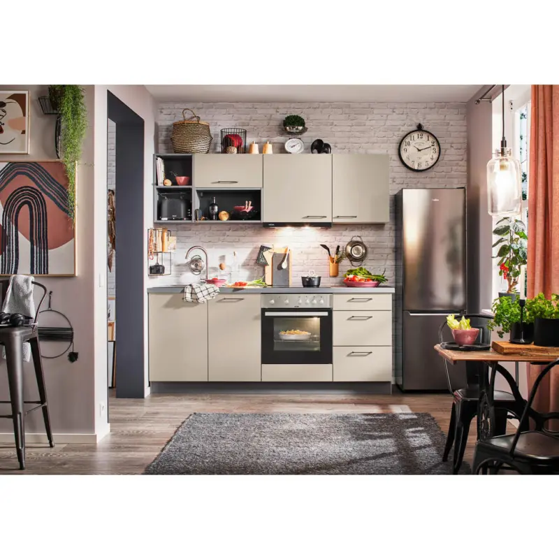 K&uuml;chenleerblock 205 cm in Creme