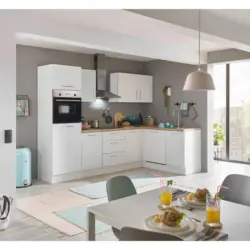 Eckk&uuml;che 280/175 cm in Wei&szlig;, Eiche Artisan