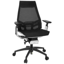 Drehstuhl in Netzbespannung Schwarz, Wei&szlig;, Chromfarben