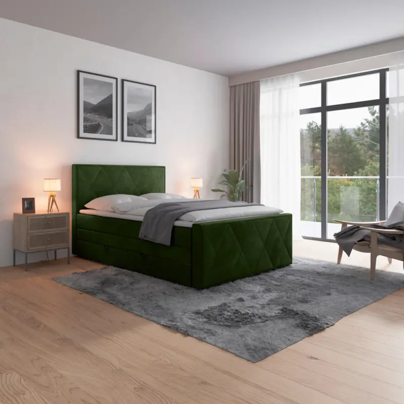 Boxspringbett 140/200 cm in Gr&uuml;n