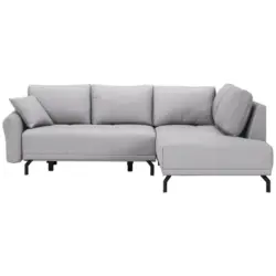 Ecksofa in Samt Hellgrau 250/191 cm