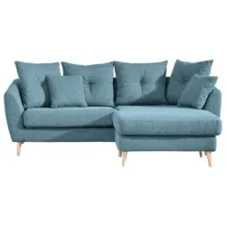 Ecksofa in Flachgewebe Hellblau 210/156 cm