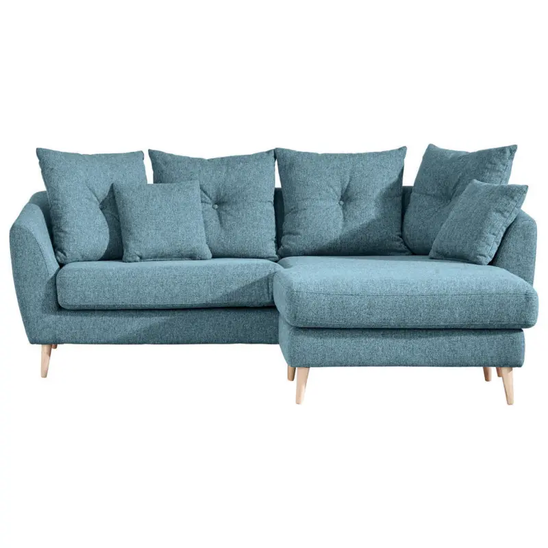 Ecksofa in Flachgewebe Hellblau 210/156 cm