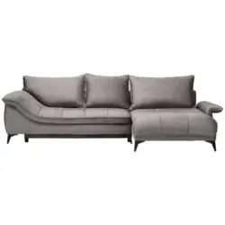 Ecksofa in Velours Grau 304/175 cm