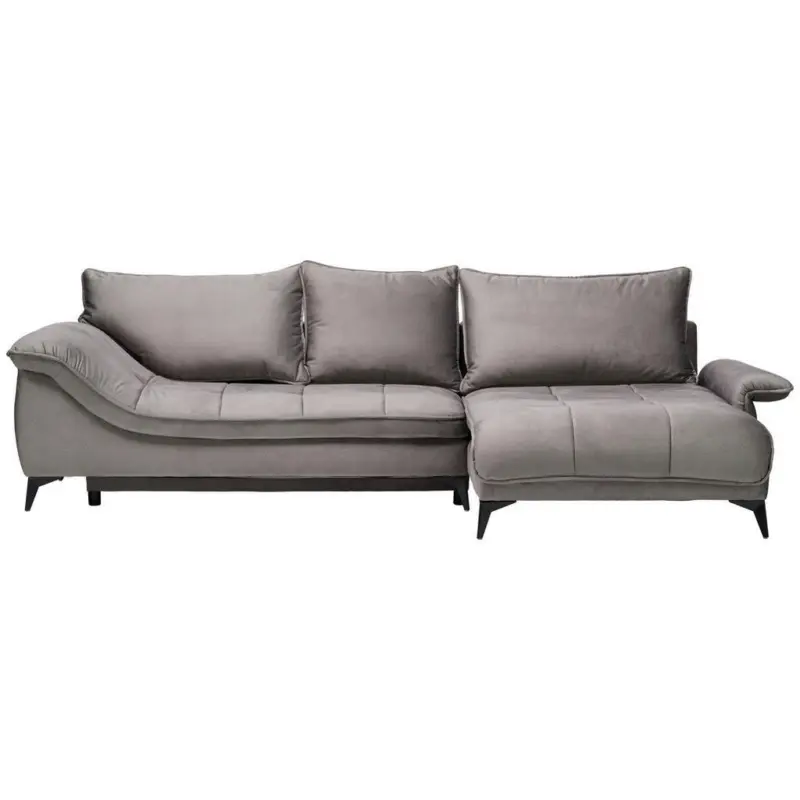 Ecksofa in Velours Grau 304/175 cm
