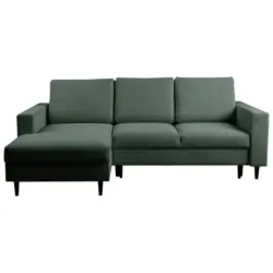 Ecksofa in Struktur Dunkelgr&uuml;n