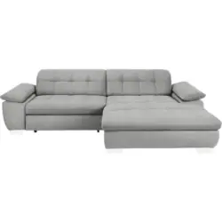 Ecksofa in Mikrofaser Hellgrau 265/180 cm