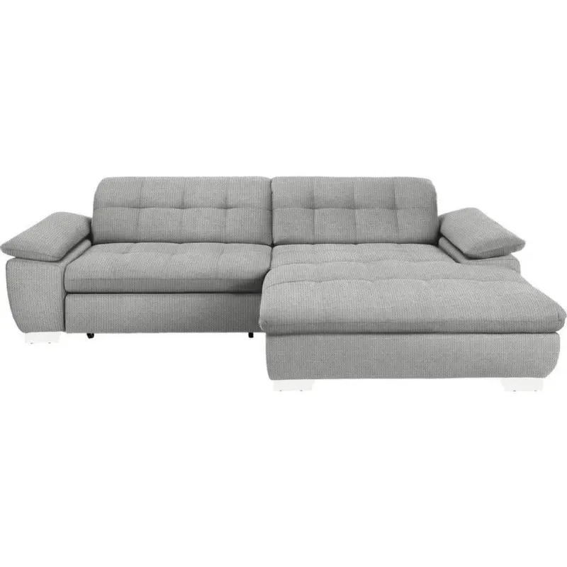 Ecksofa in Mikrofaser Hellgrau 265/180 cm