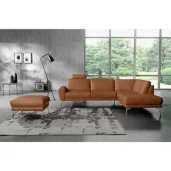 Ecksofa Spring in Echtleder Chromfarben, Cognac 273/250 cm