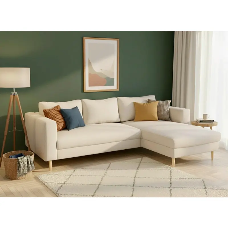 Ecksofa in Struktur Sandfarben 232/161 cm