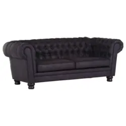 Chesterfield-Sofa in Mikrofaser Dunkelgrau