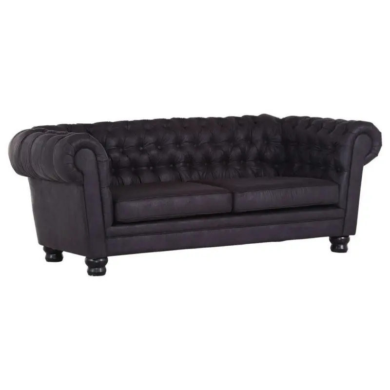 Chesterfield-Sofa in Mikrofaser Dunkelgrau