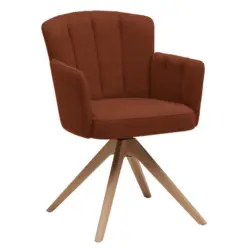 Armlehnstuhl in Holz, Textil Rostfarben, Wildeiche