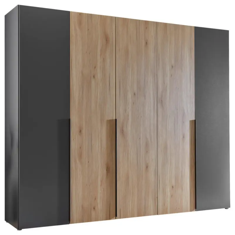 Kleiderschrank in Graphitfarben, Eichefarben