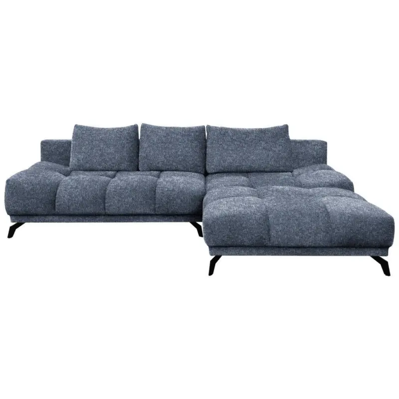 Ecksofa in Chenille Dunkelblau