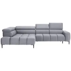 Ecksofa in Webstoff Hellgrau 216/300 cm