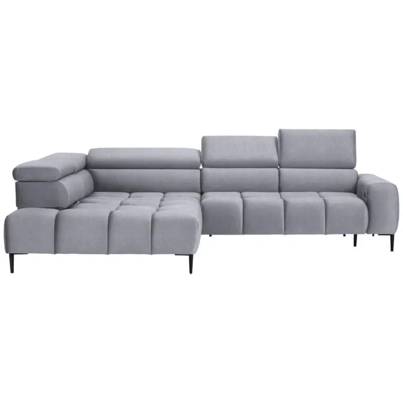 Ecksofa in Webstoff Hellgrau 216/300 cm