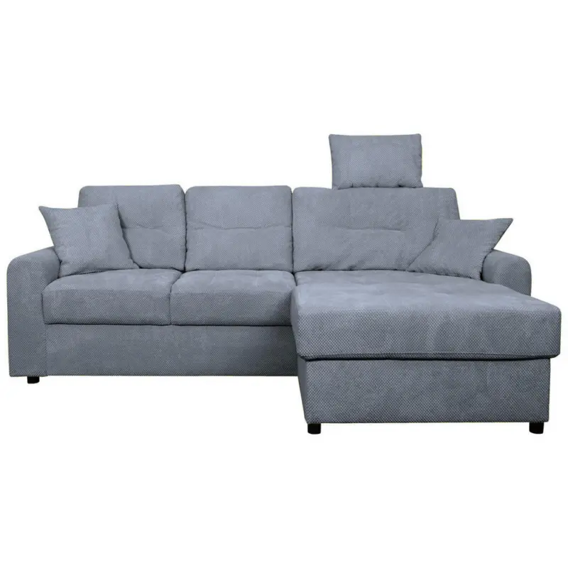 Ecksofa in Chenille Blaugrau