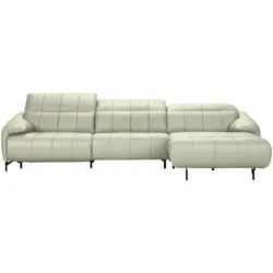 Ecksofa in Echtleder Wei&szlig; 313/165 cm