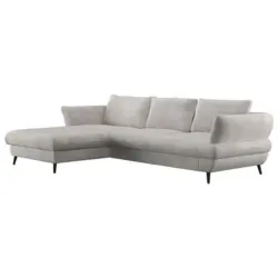 Ecksofa in Velours Naturfarben