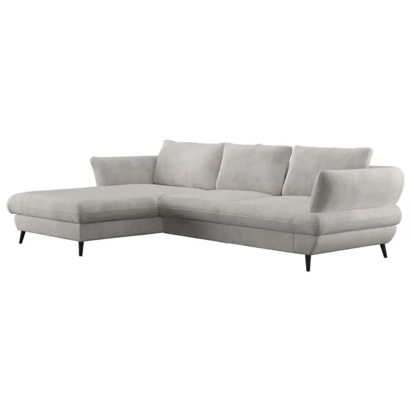 Ecksofa in Velours Naturfarben