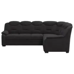 Ecksofa in Chenille Schwarz 263/211 cm
