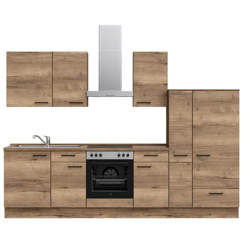 K&uuml;chenleerblock 300 cm in Eiche dunkel