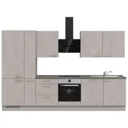 K&uuml;chenleerblock 330 cm in Grau, Schieferfarben, Hellgrau