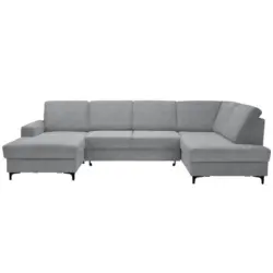 Wohnlandschaft in Webstoff Silberfarben