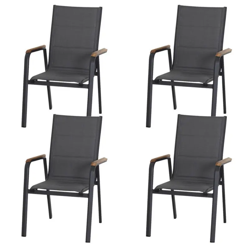Gartenstuhl-Set Holz, Metall, Kunststoff Anthrazit