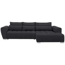 Ecksofa in Webstoff Anthrazit 304/218 cm