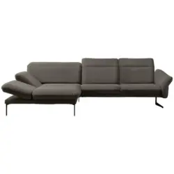 Ecksofa in Webstoff Graubraun 203/299 cm