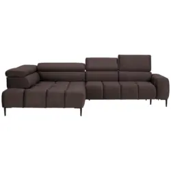 Ecksofa in Webstoff Graubraun 216/300 cm