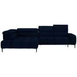 Ecksofa in Webstoff Dunkelblau 216/300 cm
