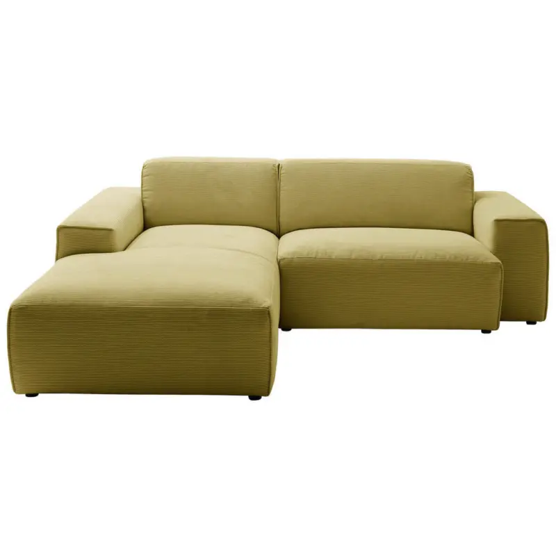 Ecksofa in Cord Gelb, Gr&uuml;n 189/230 cm