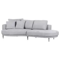 Ecksofa in Chenille Grau 140/275 cm